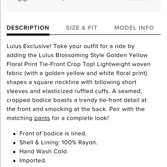 Lulus Golden yellow floral tie front crop top - Picture 6 of 7